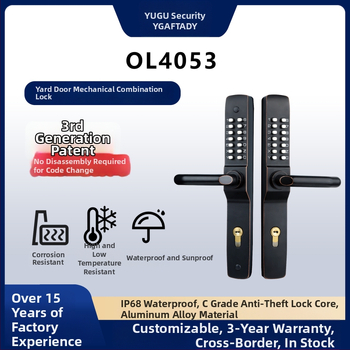 Rain Solid alumínium ötvözet ajtó mechanikus zárbetéttel, OL4053, udvari ajtókhoz és üreges/díszkapukhoz; nyitás kulcs vagy jelszó