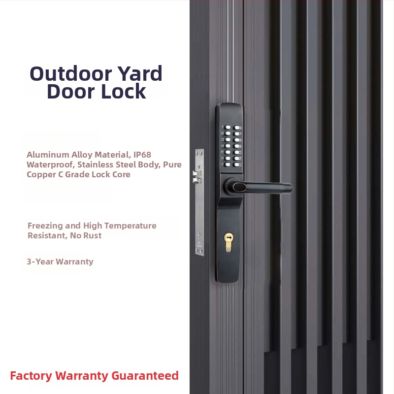 Rain Solid alumínium ötvözet ajtó mechanikus zárbetéttel, OL4053, udvari ajtókhoz és üreges/díszkapukhoz; nyitás kulcs vagy jelszó