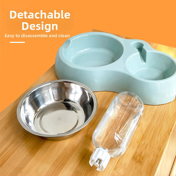 Котешка купа за хранене с интегрирана вода и храна — Материал: пластмаса + неръждаема стомана; Автоматично хранене; Марка: Dog Overlord; Опаковка: 50; За котки