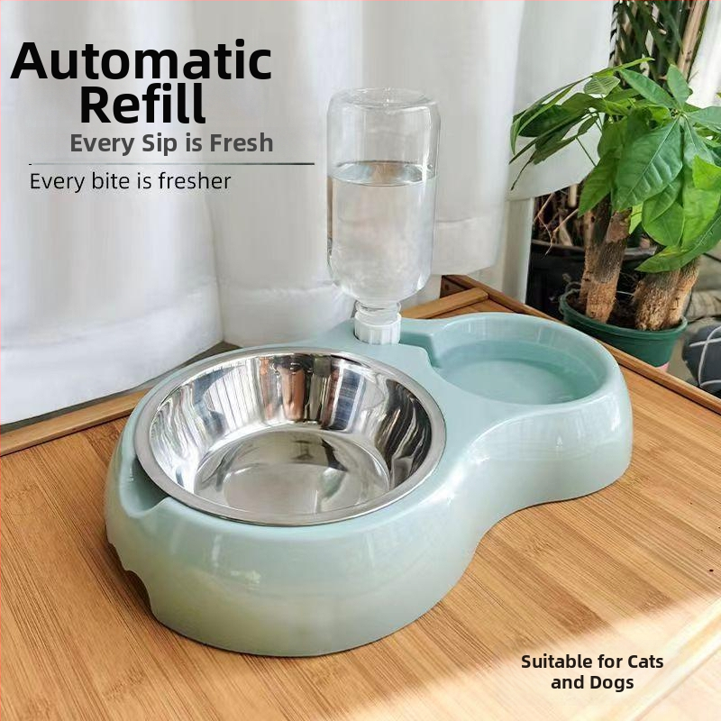 Miska pre mačky s integrovaným vodou a jedlom — Materiál: plast + nerezová oceľ; Automatické kŕmenie; Značka: Dog Overlord; Balenie: 50; Pre mačky