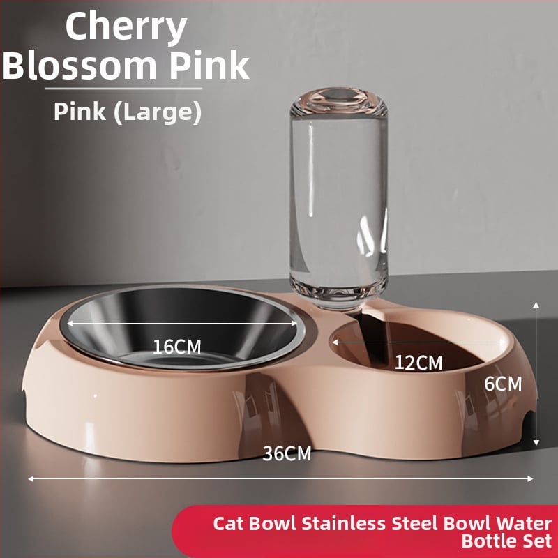 Котешка купа за хранене с интегрирана вода и храна — Материал: пластмаса + неръждаема стомана; Автоматично хранене; Марка: Dog Overlord; Опаковка: 50; За котки