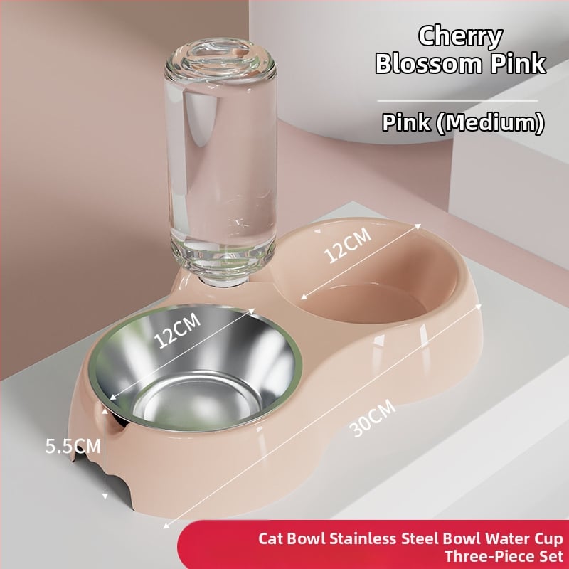 Котешка купа за хранене с интегрирана вода и храна — Материал: пластмаса + неръждаема стомана; Автоматично хранене; Марка: Dog Overlord; Опаковка: 50; За котки