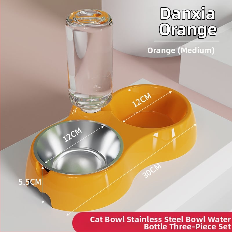 Котешка купа за хранене с интегрирана вода и храна — Материал: пластмаса + неръждаема стомана; Автоматично хранене; Марка: Dog Overlord; Опаковка: 50; За котки