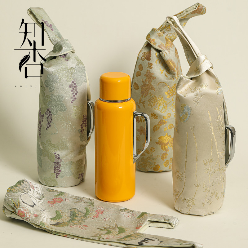 Shulan hengeres pamut termosz pohár tároló táska utazáshoz – Többfunkciós, Modern egyszerű stílus