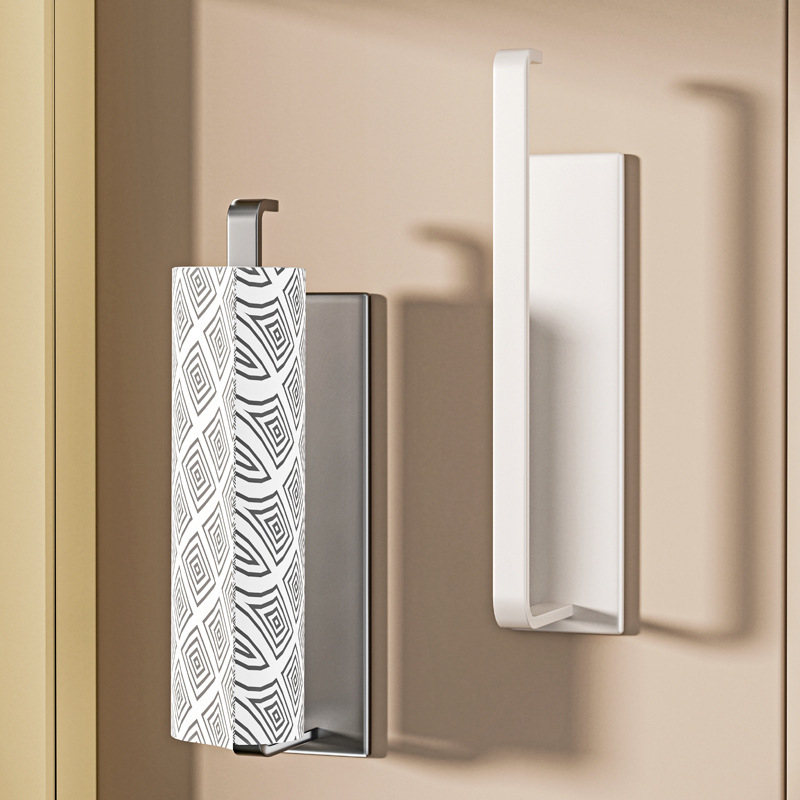 Suport de hârtie de bucătărie montat pe perete, din fier, cu magnet, montaj fără găuri, spațiu de depozitare pentru folie alimentară