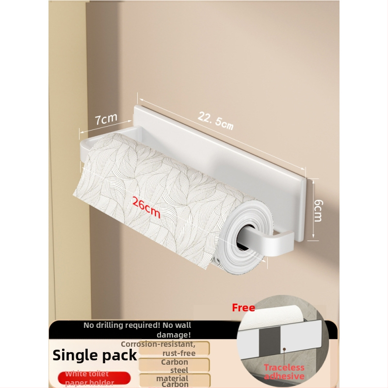 Suport de hârtie de bucătărie montat pe perete, din fier, cu magnet, montaj fără găuri, spațiu de depozitare pentru folie alimentară