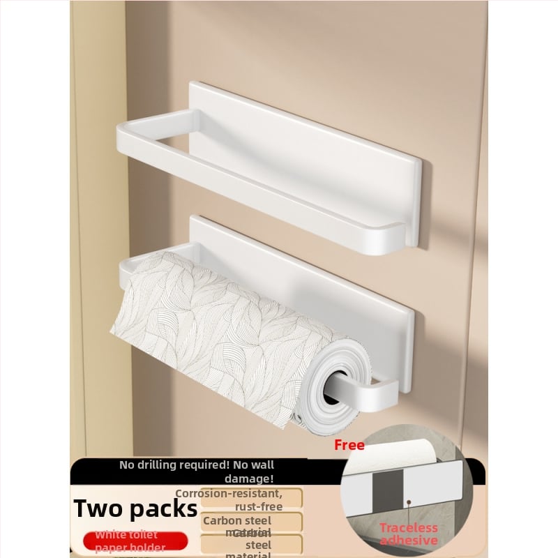 Suport de hârtie de bucătărie montat pe perete, din fier, cu magnet, montaj fără găuri, spațiu de depozitare pentru folie alimentară