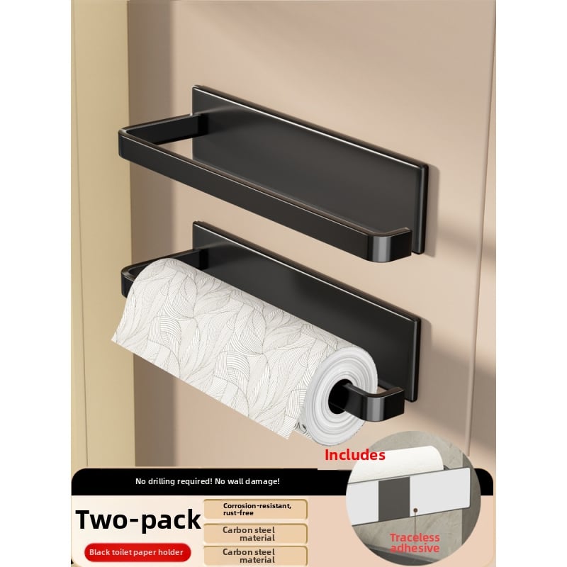 Suport de hârtie de bucătărie montat pe perete, din fier, cu magnet, montaj fără găuri, spațiu de depozitare pentru folie alimentară