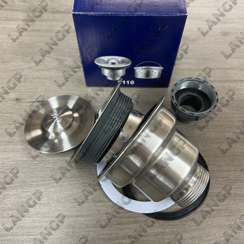 Drenáž drezu kuchynský 8110 – nerezová oceľ, LP, tvaru P, ťahový typ