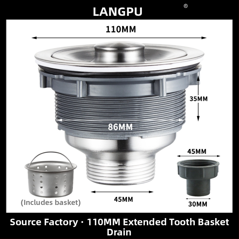 Drenáž drezu kuchynský 8110 – nerezová oceľ, LP, tvaru P, ťahový typ