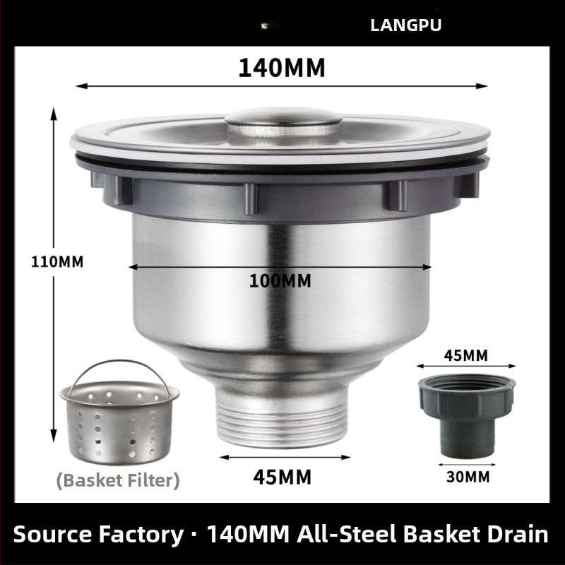Drenáž drezu kuchynský 8110 – nerezová oceľ, LP, tvaru P, ťahový typ