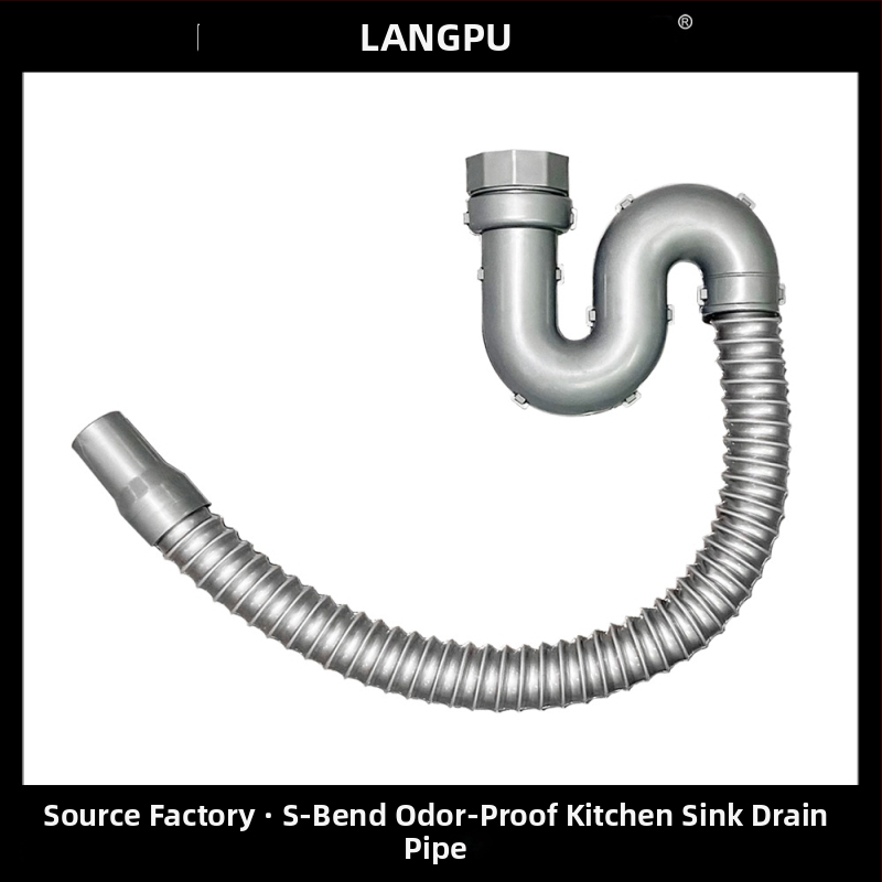 Drenáž drezu kuchynský 8110 – nerezová oceľ, LP, tvaru P, ťahový typ