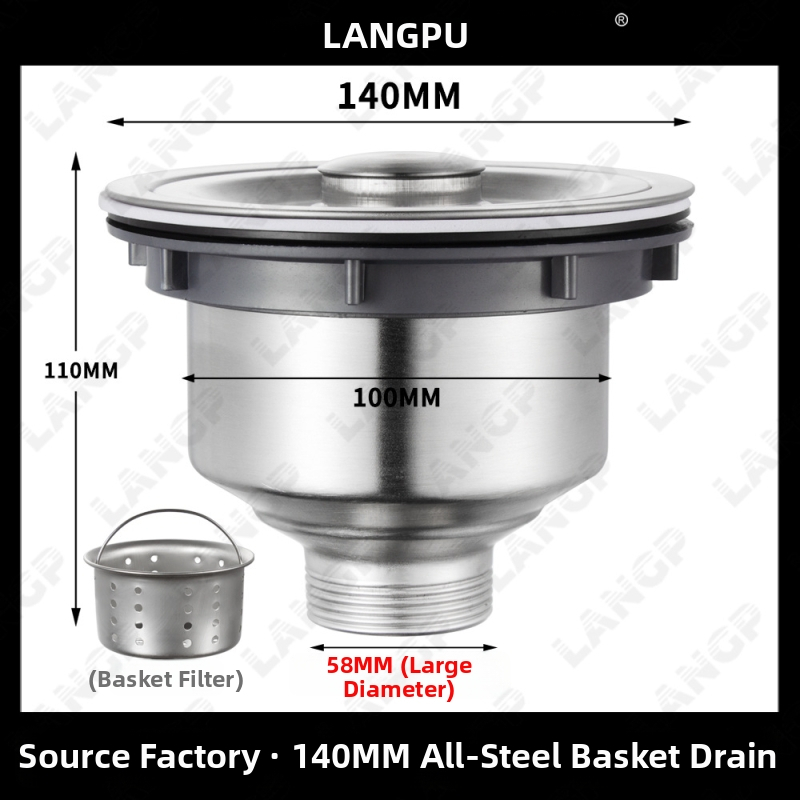 Drenáž drezu kuchynský 8110 – nerezová oceľ, LP, tvaru P, ťahový typ