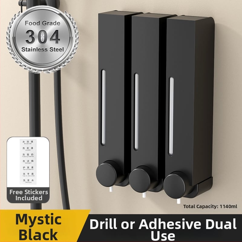 Falra szerelhető zuhanygél adagoló 304 rozsdamentes acélból, EU CE tanúsítvánnyal és indukciós érzékelő funkcióval