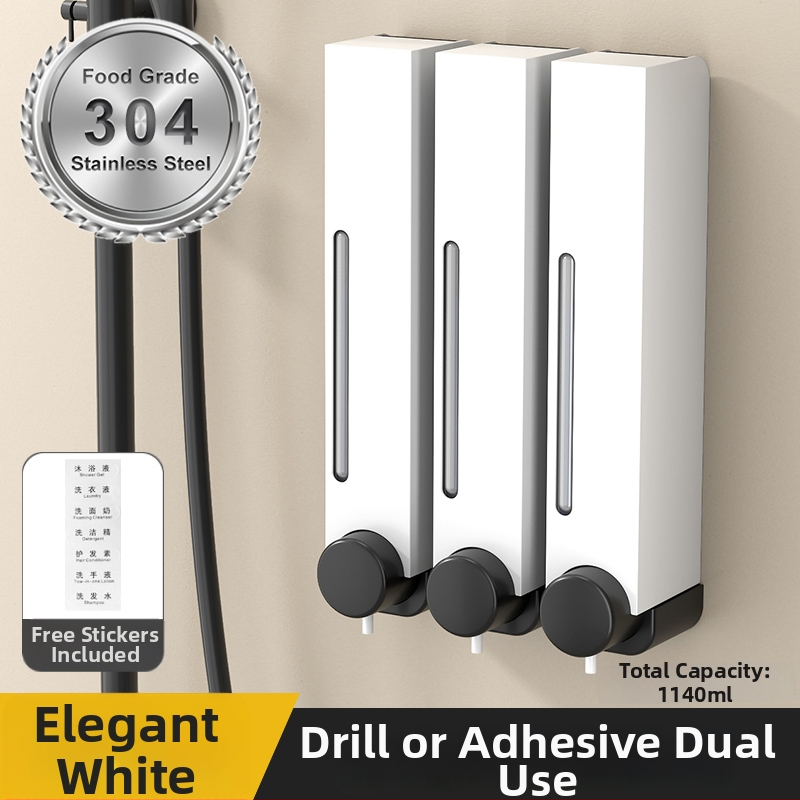 Falra szerelhető zuhanygél adagoló 304 rozsdamentes acélból, EU CE tanúsítvánnyal és indukciós érzékelő funkcióval