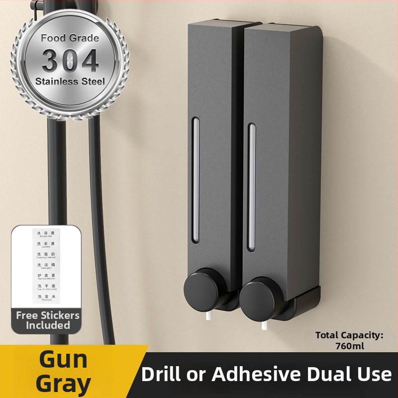 Falra szerelhető zuhanygél adagoló 304 rozsdamentes acélból, EU CE tanúsítvánnyal és indukciós érzékelő funkcióval