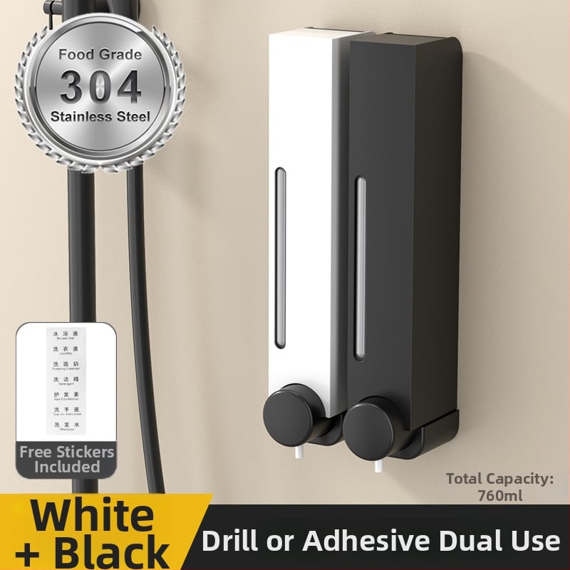 Falra szerelhető zuhanygél adagoló 304 rozsdamentes acélból, EU CE tanúsítvánnyal és indukciós érzékelő funkcióval