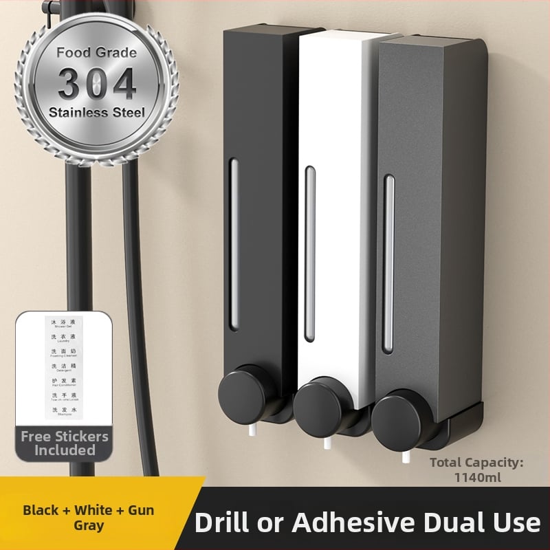 Falra szerelhető zuhanygél adagoló 304 rozsdamentes acélból, EU CE tanúsítvánnyal és indukciós érzékelő funkcióval