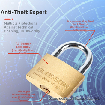 Plum Blossom Lock BC075 domáci visiaci zámok z meďného zliatiny, oblúkového tvaru – vhodný pre skrinky, zásuvky, dvere a internáty