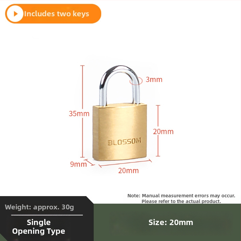 Plum Blossom Lock BC075 domáci visiaci zámok z meďného zliatiny, oblúkového tvaru – vhodný pre skrinky, zásuvky, dvere a internáty