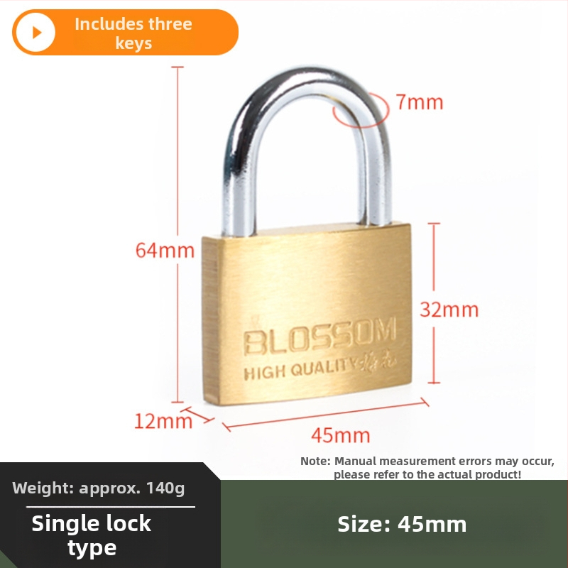 Plum Blossom Lock BC075 domáci visiaci zámok z meďného zliatiny, oblúkového tvaru – vhodný pre skrinky, zásuvky, dvere a internáty