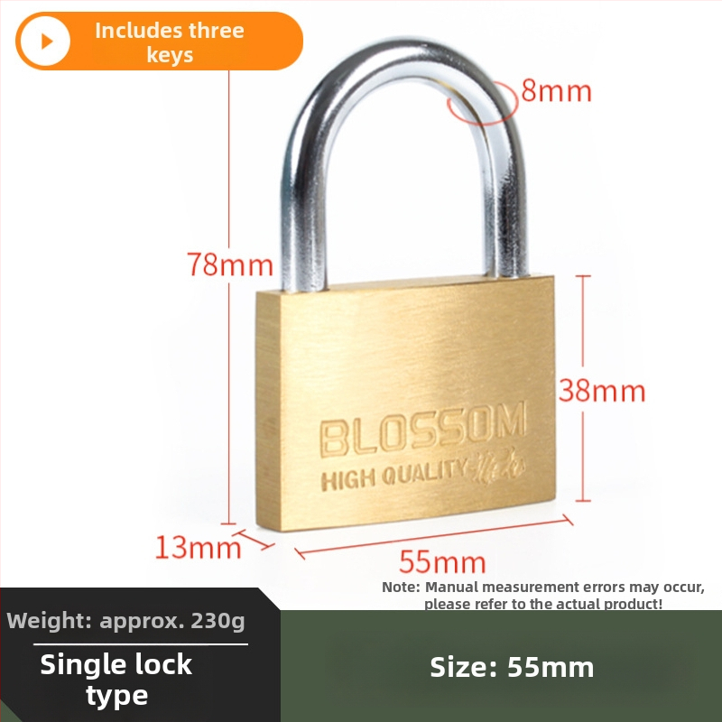 Plum Blossom Lock BC075 domáci visiaci zámok z meďného zliatiny, oblúkového tvaru – vhodný pre skrinky, zásuvky, dvere a internáty