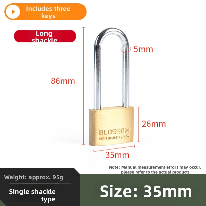 Plum Blossom Lock BC075 domáci visiaci zámok z meďného zliatiny, oblúkového tvaru – vhodný pre skrinky, zásuvky, dvere a internáty