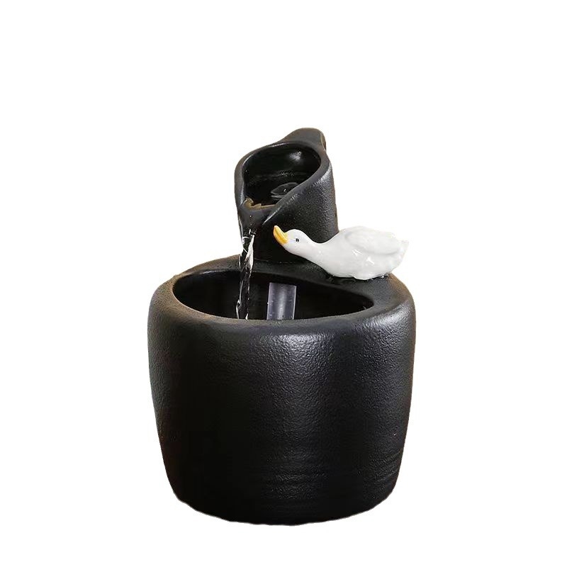 Kerámia asztali szökőkút folyó vízzel, automatikus körforgás, párásító, mázas kerámia, Új kínai stílus