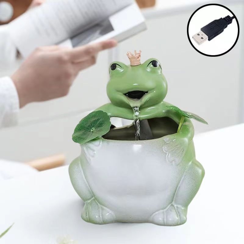 Kerámia asztali szökőkút folyó vízzel, automatikus körforgás, párásító, mázas kerámia, Új kínai stílus