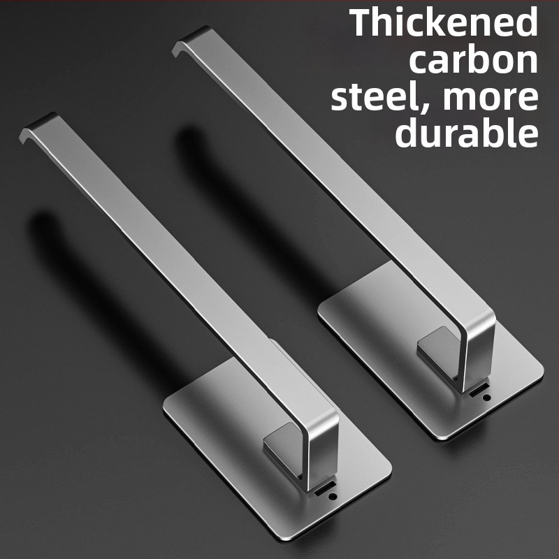 Suport pentru hârtie de bucătărie, montaj pe perete fără găuri, organizator cu mai multe șine pentru role și cârpe, oțel cu conținut de carbon, formă pătrată, Finisaj vopsire la cuptor, stil modern minimalist