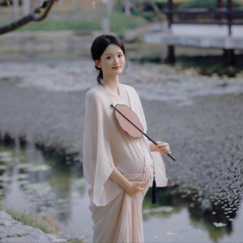 Σετ ρούχων για φωτογράφηση εγκυμοσύνης, chiffon, με τεχνική tie-dye, μακριά φούστα, 2025 καλοκαίρι