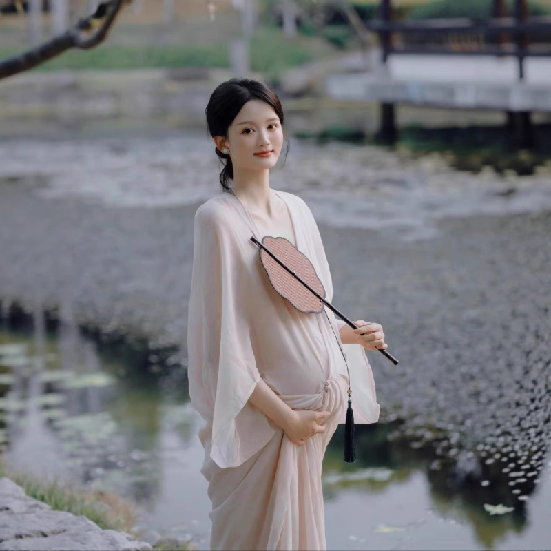 Σετ ρούχων για φωτογράφηση εγκυμοσύνης, chiffon, με τεχνική tie-dye, μακριά φούστα, 2025 καλοκαίρι