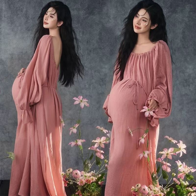 Σετ ρούχων για φωτογράφηση εγκυμοσύνης, chiffon, με τεχνική tie-dye, μακριά φούστα, 2025 καλοκαίρι