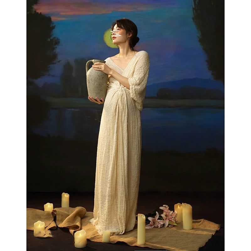 Σετ ρούχων για φωτογράφηση εγκυμοσύνης, chiffon, με τεχνική tie-dye, μακριά φούστα, 2025 καλοκαίρι