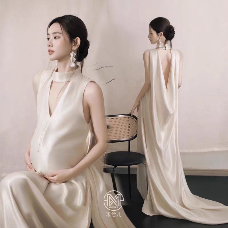 Σετ ρούχων για φωτογράφηση εγκυμοσύνης, chiffon, με τεχνική tie-dye, μακριά φούστα, 2025 καλοκαίρι