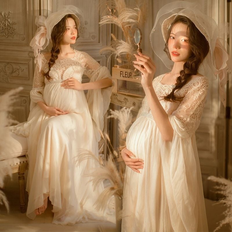 Σετ ρούχων για φωτογράφηση εγκυμοσύνης, chiffon, με τεχνική tie-dye, μακριά φούστα, 2025 καλοκαίρι