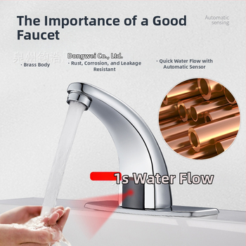 Senzorový kohútik na umývadlo - nerezová oceľ, keramický diskový ventil, montáž na dosku, Ø20 vstup/výstup, jednorukové ovládanie