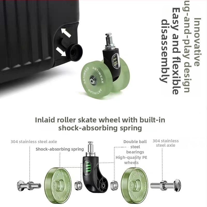 Set de roți pentru bagaje cu roți universale silențioase — Mige Fort, PU întărit, ultra-ușor, antibacterian, primăvara 2025