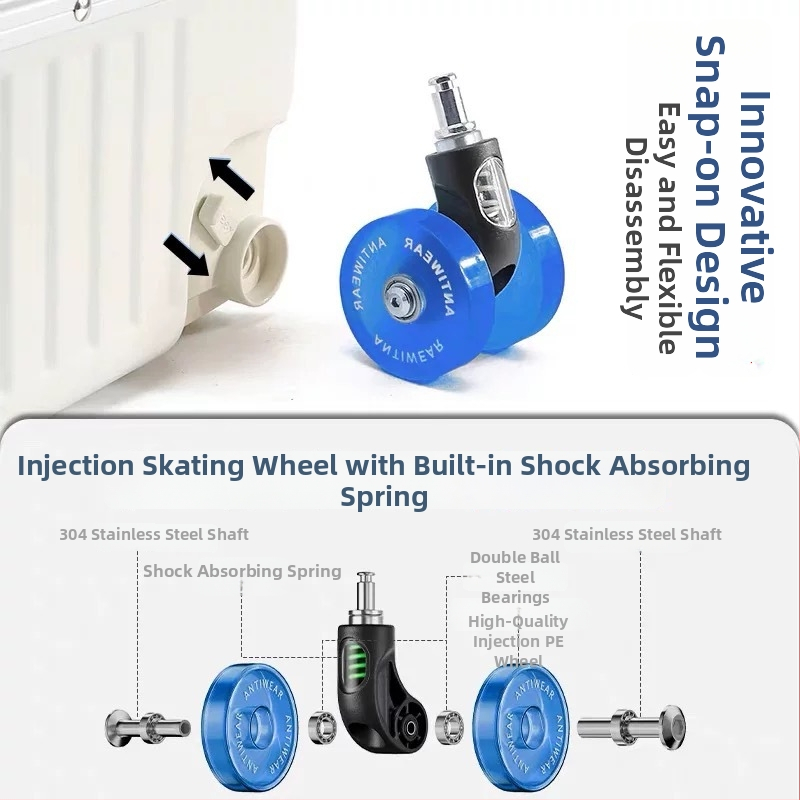 Set de roți pentru bagaje cu roți universale silențioase — Mige Fort, PU întărit, ultra-ușor, antibacterian, primăvara 2025