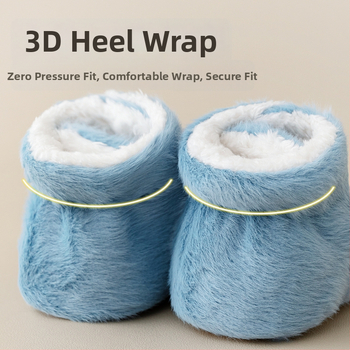 Baba beltéri cipő Velcro zárással, vászon felsőrész, vastag velúr bélés, csúszásmentes talp, 0–36 hónapos kor számára