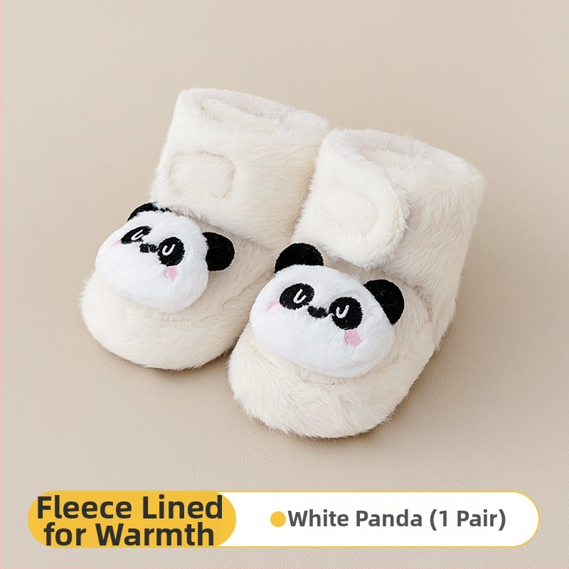 Baba beltéri cipő Velcro zárással, vászon felsőrész, vastag velúr bélés, csúszásmentes talp, 0–36 hónapos kor számára