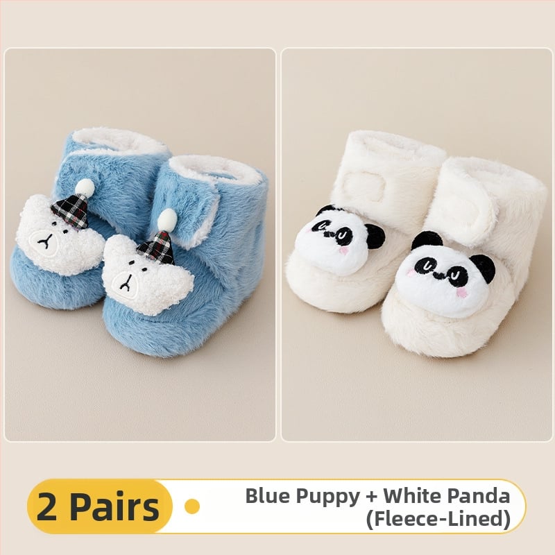 Baba beltéri cipő Velcro zárással, vászon felsőrész, vastag velúr bélés, csúszásmentes talp, 0–36 hónapos kor számára