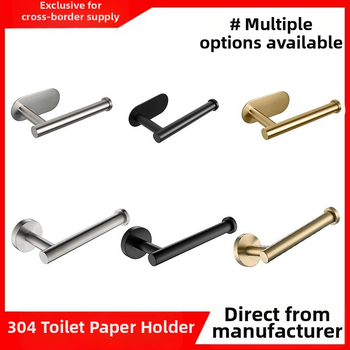 Suport pentru hârtie de bucătărie și toaletă din oțel inox, montaj fără găuri, finisaj spray, design oval, Bangnan