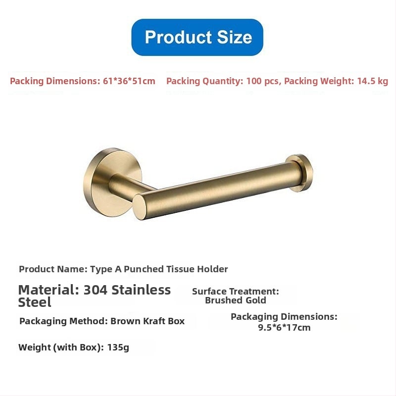 Suport pentru hârtie de bucătărie și toaletă din oțel inox, montaj fără găuri, finisaj spray, design oval, Bangnan