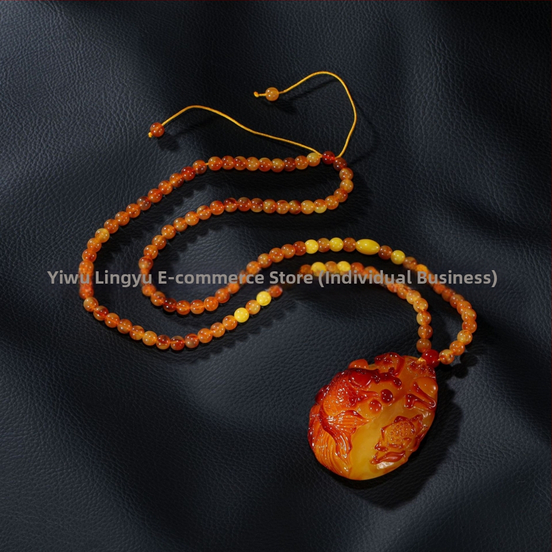 Borostyán sárkány medál a pulóverláncon, golyó lánccal, hosszú uniszex nyaklánc, csepp alakú, vintage stílus