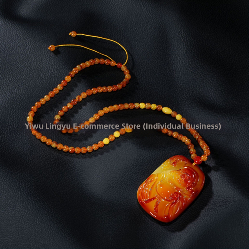 Borostyán sárkány medál a pulóverláncon, golyó lánccal, hosszú uniszex nyaklánc, csepp alakú, vintage stílus