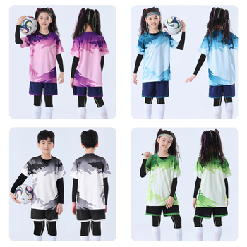 Детски комплект за скачане и тренировки, камуфлажен принт, четири сезона, дълги ръкави, кръгло деколте, бързосъхнещ