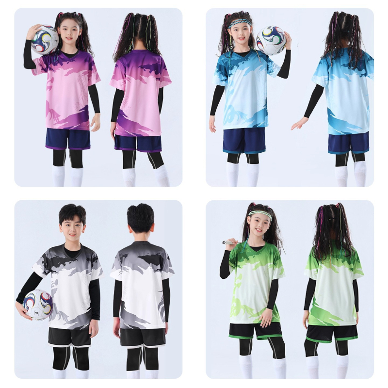 Детски комплект за скачане и тренировки, камуфлажен принт, четири сезона, дълги ръкави, кръгло деколте, бързосъхнещ