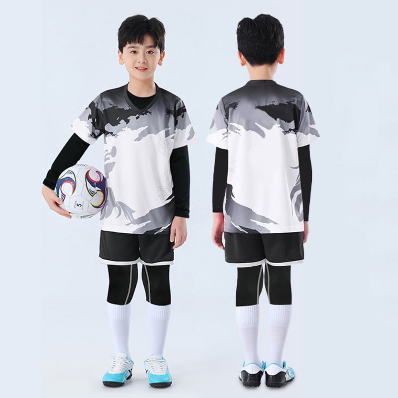 Детски комплект за скачане и тренировки, камуфлажен принт, четири сезона, дълги ръкави, кръгло деколте, бързосъхнещ