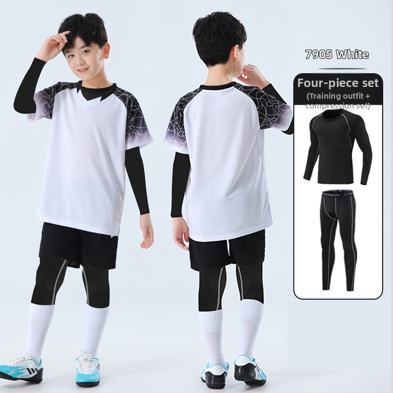 Детски комплект за скачане и тренировки, камуфлажен принт, четири сезона, дълги ръкави, кръгло деколте, бързосъхнещ